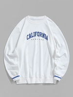 ZAFUL Sweat-shirt Sportif à Imprimé Lettre CALIFORNIA S Blanc