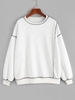 ZAFUL Sweat-shirt Sportif Contrasté Fente Latérale à Col Rond L Blanc
