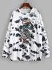 ZAFUL Sweat-shirt Surdimensionné Chinoiserie Dragon Imprimé S Blanc