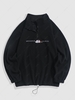 ZAFUL Sweat-shirt Sweat-shirt à Lettre et Flamme Montagne Brodé en Molleton Zippé en Laine L Noir