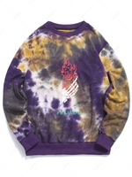 ZAFUL Sweat-shirt Teinté à Imprimé Squelette et Rose en Main S Concorde