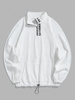 ZAFUL Sweat-shirt Texturé à Demi-zip à Lettre Brodée Los Angeles M Blanc