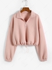 ZAFUL Sweat-shirt Texturé Losange à Demi-Zip à Goutte Epaule M Rose clair