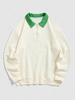 ZAFUL Sweat-shirt Texturé Zippé Pull-over en Blocs de Couleurs Xl Café lumière