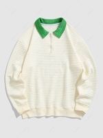 ZAFUL Sweat-shirt Texturé Zippé Pull-over en Blocs de Couleurs Xl Café lumière