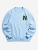 ZAFUL Sweat-shirt Tricoté Alphabet Brodé en Jacquard Xxl Bleu clair