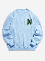 ZAFUL Sweat-shirt Tricoté Alphabet Brodé en Jacquard Xxl Bleu clair