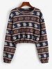 ZAFUL Sweat-shirt Tricoté Flocon de Neige et Bonhomme de Neige à Goutte Epaule M Bleu profond