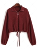 ZAFUL Sweat-shirt Tricoté Zippé à Goutte Epaule à Cordon S Rouge vineux