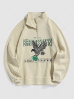 ZAFUL Sweat-shirt Vintage à Imprimé Aigle BROOKLYN Zippé en Laine S Jaune clair