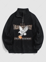 ZAFUL Sweat-shirt Vintage à Imprimé Aigle BROOKLYN Zippé en Laine S Noir