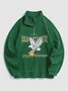 ZAFUL Sweat-shirt Vintage à Imprimé Aigle BROOKLYN Zippé en Laine Xxl Vert profond
