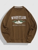 ZAFUL Sweat-shirt Vintage Graphique Lettre Brodée et Montagne à Col Rond du Streetwear Xxl Café profond