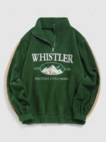 ZAFUL Sweat-shirt Vintage Lettre Brodée à Quart Zip en Polaire Streetwear L Vert profond