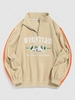 ZAFUL Sweat-shirt Vintage Lettre Brodée à Quart Zip en Polaire Streetwear M Café lumière