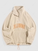 ZAFUL Sweat-shirt Vintage Lettre Brodée Fourré à Quart Zip en Laine L Jaune clair