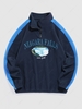 ZAFUL Sweat-shirt Vintage Lettre Graphique Brodée Brillant en Blocs de Couleurs Xl Bleu profond