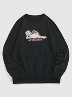 ZAFUL Sweat-shirt Vintage Motif de Bébé Ange Streetwear S Noir