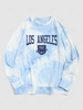 ZAFUL Sweat-shirt Vintage Teinté Graphique à Imprimé Lettre S Bleu clair