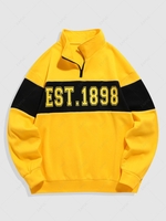 ZAFUL Sweat-shirt Zippé à Imprimé Lettre en Blocs de Couleurs à Doublure en Laine Xxl Jaune