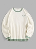 ZAFUL Sweat-shirt Zippé Brodée à Ourlet Rayé en Polaire Xl Blanc