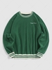ZAFUL Sweat-shirt Zippé Brodée à Ourlet Rayé en Polaire Xxl Vert profond