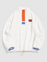 ZAFUL Sweat-shirt Zippé en Blocs de Couleurs en Polaire du Streetwear S Blanc