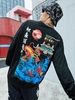 ZAFUL Sweat-shirt Oriental à Col Rond et Slogan Carp Leaping Over Dragon Gate Esthétique Y2K 2xl Noir