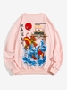 ZAFUL Sweat-shirt Oriental à Col Rond et Slogan Carp Leaping Over Dragon Gate Esthétique Y2K S Rose clair