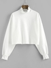 ZAFUL Sweatshirt Goutte Epaule à Col Haut à Volants M Blanc