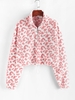 ZAFUL Sweatshirt Léopard à Goutte Epaule en Fausse Fourrure à Demi-Zip Xl Rose léger