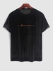 ZAFUL T-shirt à Dreamer Lettre Brodée en Velours à Manches Courtes Xl Noir