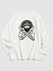 ZAFUL T-shirt à Imprimé Caractère Graphique à Manches Longues Streetwear S Blanc