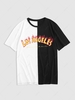 ZAFUL T-shirt à Imprimé Flamme et Lettre LOS ANGELES Bicolore Streetwear Xl Blanc