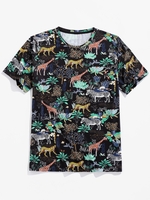 ZAFUL T-shirt à Imprimé Fleur Animal à Manches Courtes Xl Noir