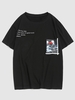 ZAFUL T-shirt à Imprimé Fleur Lettre Rose à Manches Courtes S Noir