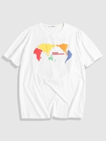 ZAFUL T-shirt à Imprimé Graphique Carte du Monde Xl Blanc
