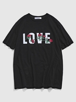 ZAFUL T-shirt à Imprimé Graphique Rose Fleur S Noir