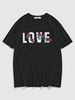 ZAFUL T-shirt à Imprimé Graphique Rose Fleur Xl Noir