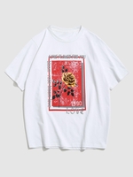 ZAFUL T-shirt à Imprimé Graphique Rose Lettre S Blanc