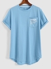 ZAFUL T-shirt à Imprimé Lettre à Manches Courtes avec Poche Xxl Bleu clair