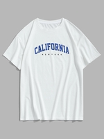 ZAFUL T-shirt à Imprimé Lettre CALIFORNIA à Manches Courtes Xl Blanc