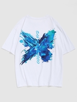ZAFUL T-shirt à Imprimé Lettre et Peinture Eclabousée Xxl Blanc