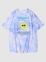 ZAFUL T-shirt à Imprimé Lettre Graphique Soleil Amusant Streetwear Esthétique Y2K M Bleu clair