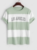 ZAFUL T-shirt à Imprimé Lettre LOS ANGELES en Blocs de Couleurs à Manches Courtes Xl Vert clair