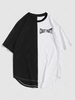 ZAFUL T-shirt à Imprimé Lettre Noir et Blanc en Deux Couleurs 2xl Noir
