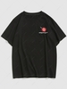 ZAFUL T-shirt à Imprimé Lettre Point de Boutonnière Graphique à Manches Courtes Streetwear S Noir
