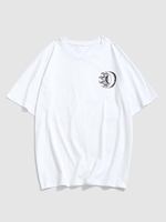 ZAFUL T-shirt à Imprimé Lune et Soleil à Manches Courtes Xxl Blanc