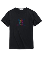 ZAFUL T-shirt à Imprimé Papillon Coloré L Noir