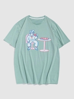 ZAFUL T-shirt à Imprimé Pizza et Table à Col Rond M Vert clair
